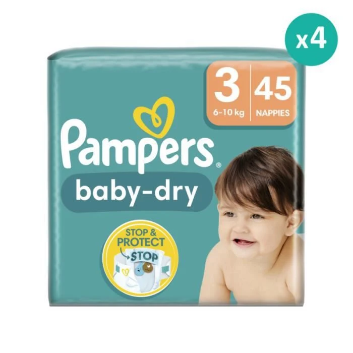Pampers® 4x34 Couches Baby Dry Taille 3, Pampers 3 Pampers® 4x34 Couches Baby Dry Taille 3, Pampers
