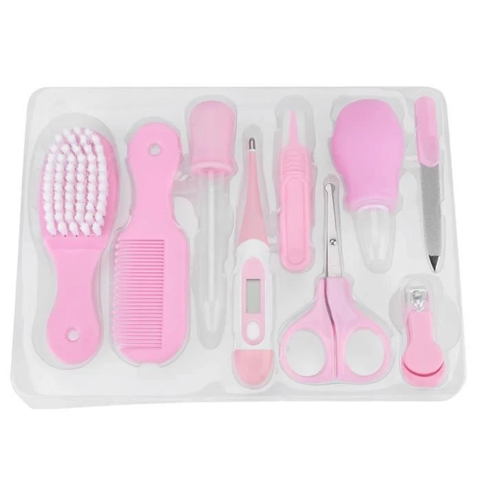9 Pcs Kit De Soins Pour Bébés Soins De Santé Set Nail Cheveux Enfants Toilettage Thermomètre Brosse Kit - Rose 4 9 Pcs Kit De Soins Pour Bébés Soins De Santé Set Nail Cheveux Enfants Toilettage Thermomètre Brosse Kit - Rose – Image 2