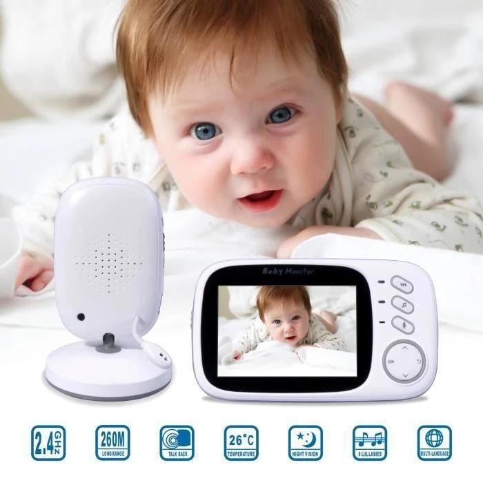 Baby Moniteur, Avec Capteur De Température Et VOX Pour Enfants Avec Moniteur Vision Nocturne à Infrarouge, Prise En Charge Interphon 4 Baby Moniteur, Avec Capteur De Température Et VOX Pour Enfants Avec Moniteur Vision Nocturne à Infrarouge, Prise En Charge Interphon – Image 2