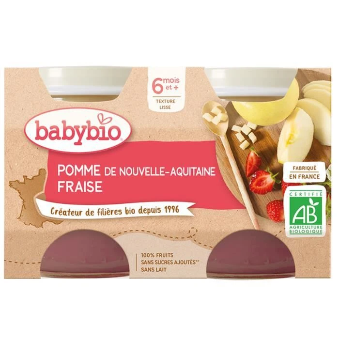 Babybio - Petit Pot Pomme Fraise - 2x130g - Lot De 6 4 Babybio - Petit Pot Pomme Fraise - 2x130g - Lot De 6 – Image 2