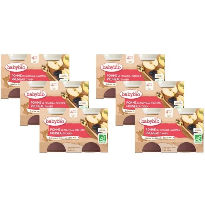 Babybio - Petit Pot Pomme Pruneau - 2x130g - Lot De 6 3 Babybio - Petit Pot Pomme Pruneau - 2x130g - Lot De 6