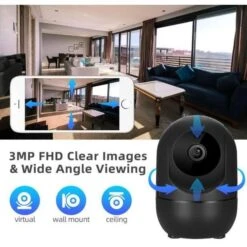 Babyphone Vidéo Wi-Fi Caméra Caméra Vidéo HD WiFi 3MP Moniteur De Vidéosurveillance, Avec Détection De Mouvement Caméra IP Sans Fil -Magasin De Produits Pour Bébés babyphone video wi fi camera camera video hd wifi 5ac2