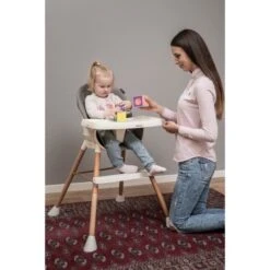 BEBELISSIMO - Chaise Haute Évolutive En Bois - 3 En 1 – 6 Mois Jusqu’à 5 Ans - Réhausseur- Rose -Magasin De Produits Pour Bébés bebelissimo chaise haute evolutive en bois 3 0eab