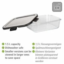 Wenko Boîte De Conservation Fraicheur En Verre Steel 1,5 L, Boîte Hermétique En Verre Avec Couvercle En Acier Inoxydable, Boîte Lavable Au -Magasin De Produits Pour Bébés boite de conservation fraicheur en verre steel 1 5 38a7