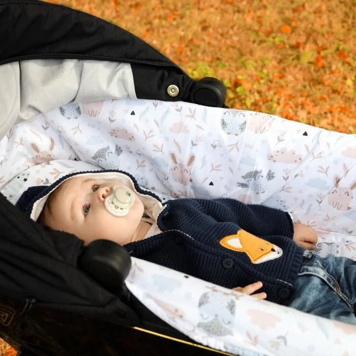 Bordure Pour Poussettes - Housse Pour Poussettes Nid De Bain Pour Bébé Accessoires Ensemble 3 Pièces Coton Hiboux 6 Bordure Pour Poussettes - Housse Pour Poussettes Nid De Bain Pour Bébé Accessoires Ensemble 3 Pièces Coton Hiboux – Image 4