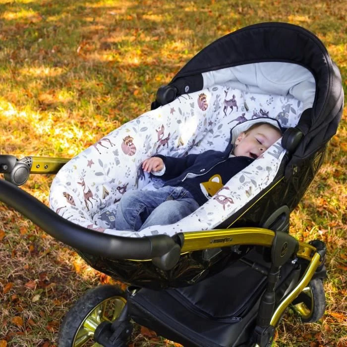 Bordure Pour Poussettes - Housse Pour Poussettes Nid De Bain Pour Bébé Accessoires Ensemble 3 Pièces Coton Cerf 6 Bordure Pour Poussettes - Housse Pour Poussettes Nid De Bain Pour Bébé Accessoires Ensemble 3 Pièces Coton Cerf – Image 4