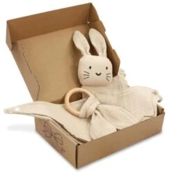 Cadeau Naissance - SET Cadeaux Bébé Doudou, Bavoir, Anneau De Dentition Cadeau Naissance Bébé Fille Et Garçon Beige -Magasin De Produits Pour Bébés cazeau naissance set cazeaux bebe doudou bavoir f25e