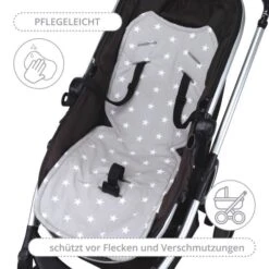 Coussin De Siège Coussin De Poussette 75 X 35 Cm - Reducteur Siege Auto De Poussette De Siège Minky Gris Foncé Etoiles -Magasin De Produits Pour Bébés coussin de siege coussin de poussette 75 x 35 cm 4131