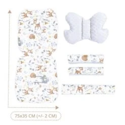 Coussin De Siège Coussin De Poussette 75 X 35 Cm -reducteur Siege Auto Avec Protection De Ceinture Velours Blanc Cerf -Magasin De Produits Pour Bébés coussin de siege coussin de poussette 75 x 35 cm 7828