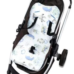 Coussin De Siège De Poussette 75 X 35 Cm - Coussin Pour Réducteur Siège Auto Pour De Enfant -Minky Hérisson Bleu