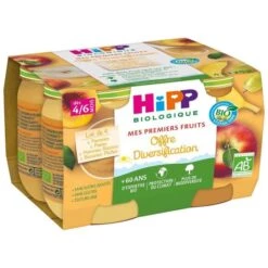 Hipp Bio Mes Premiers Fruits Pot Diversification Pommes Poires Bananes Pêches Pommes Raisins +4m 4 X 125g -Magasin De Produits Pour Bébés hipp bio mes premiers fruits pot diversification p 9e4d