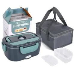 LUNCH BOX,Bleu Royal-LES USA--Boîte À Lunch Électrique 2 En 1, 1,5 L, Chauffage Des Aliments, Portable, Avec Récipient En Acier Inox