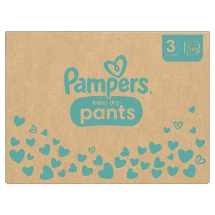 Pampers® Pampers Couches-Culottes Baby-Dry Taille 3, 192 Couches, 6kg - 11kg Pack 1 Mois 3 Pampers® Pampers Couches-Culottes Baby-Dry Taille 3, 192 Couches, 6kg - 11kg Pack 1 Mois