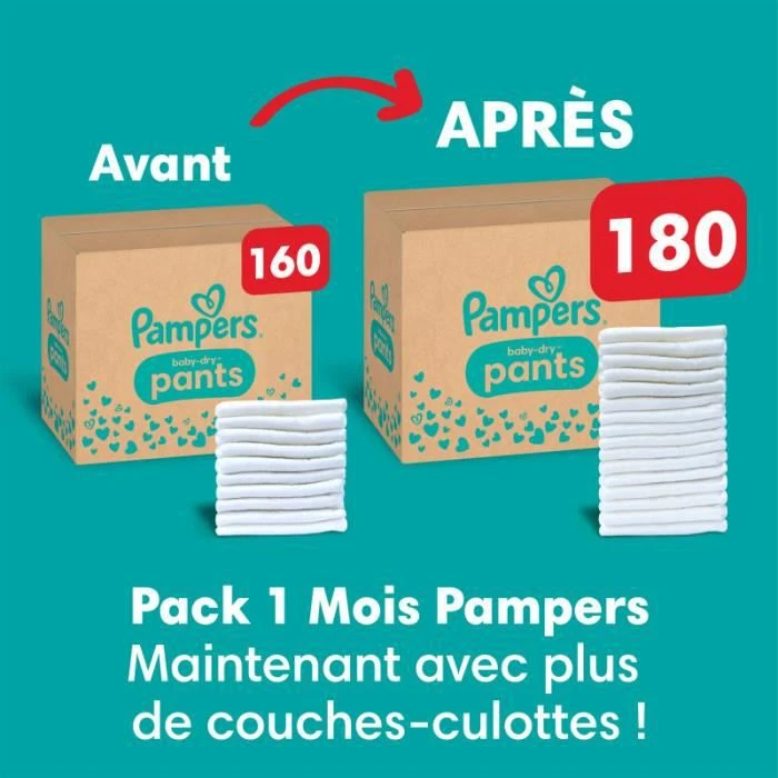 Pampers® Pampers Couches-Culottes Baby-Dry Taille 4, 180 Couches, 9kg - 15kg Pack 1 Mois 4 Pampers® Pampers Couches-Culottes Baby-Dry Taille 4, 180 Couches, 9kg - 15kg Pack 1 Mois – Image 2