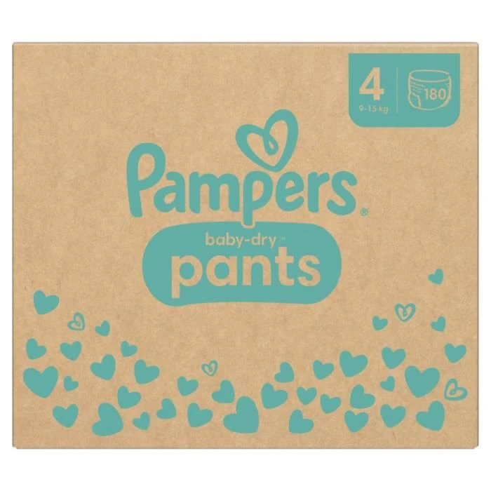 Pampers® Pampers Couches-Culottes Baby-Dry Taille 4, 180 Couches, 9kg - 15kg Pack 1 Mois 3 Pampers® Pampers Couches-Culottes Baby-Dry Taille 4, 180 Couches, 9kg - 15kg Pack 1 Mois
