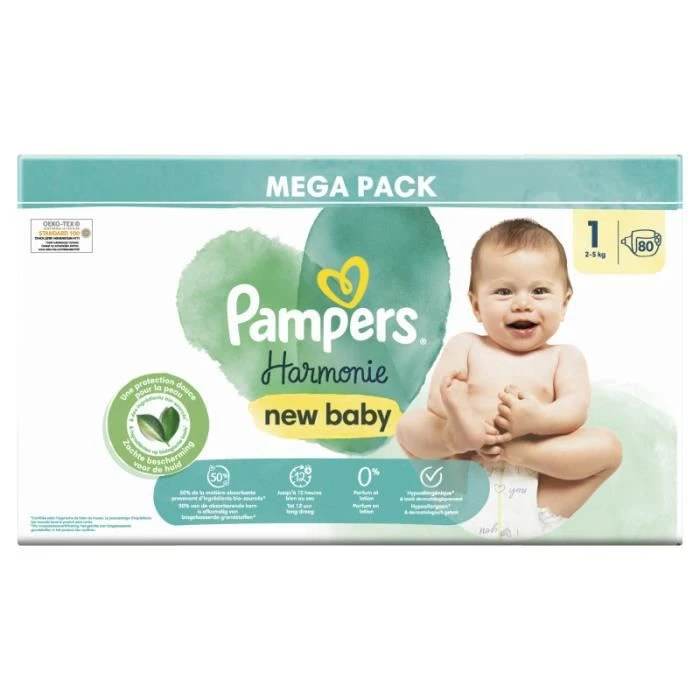 Pampers® Pampers Harmonie Taille 1, 80 Langes, 2kg - 5kg 4 Pampers® Pampers Harmonie Taille 1, 80 Langes, 2kg - 5kg – Image 2