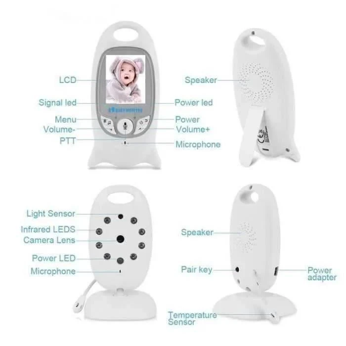PIMPIMSKY Babyphone Baby Monitor + Surveillance De La Température + Vision Nocturne + Écran LCD Couleur 2 Pouces # A6 6 PIMPIMSKY Babyphone Baby Monitor + Surveillance De La Température + Vision Nocturne + Écran LCD Couleur 2 Pouces # A6 – Image 4