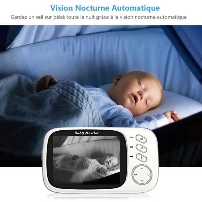 PIMPIMSKY Bébé Moniteur 3.2" LCD Couleur Babyphone Caméra Vidéo Bébé Surveillance 2.4 GHz Bidirectionnelle Vision #9 5 PIMPIMSKY Bébé Moniteur 3.2" LCD Couleur Babyphone Caméra Vidéo Bébé Surveillance 2.4 GHz Bidirectionnelle Vision #9 – Image 3