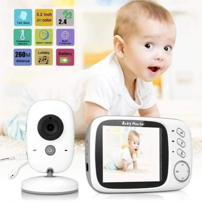 PIMPIMSKY Bébé Moniteur 3.2" LCD Couleur Babyphone Caméra Vidéo Bébé Surveillance 2.4 GHz Bidirectionnelle Vision #1 3 PIMPIMSKY Bébé Moniteur 3.2" LCD Couleur Babyphone Caméra Vidéo Bébé Surveillance 2.4 GHz Bidirectionnelle Vision #1