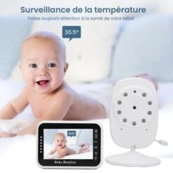 PIMPIMSKY Babyphone Vidéo Moniteur Bébé Caméra Avec Écran 3.4 Pouces Vision Nocturne Interphone Température Ambiante - BLANC -Magasin De Produits Pour Bébés pimpimsky bebe moniteur 3 5 inches lcd couleur bab 9821