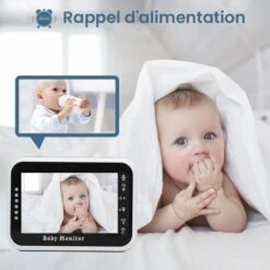 PIMPIMSKY Babyphone Vidéo Moniteur Bébé Caméra Avec Écran 3.4 Pouces Vision Nocturne Interphone Température Ambiante - BLANC -Magasin De Produits Pour Bébés pimpimsky bebe moniteur 3 5 inches lcd couleur bab b160