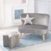 ROBA Canapé Et Pouf Enfant Lil Sofa + Coussin Décoratif Étoile - Ensemble En Velours - Gris Argenté -Magasin De Produits Pour Bébés roba canape et pouf enfant lil sofa coussin d 4498