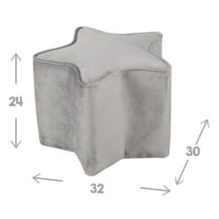 ROBA Canapé Et Pouf Enfant Lil Sofa + Coussin Décoratif Étoile - Ensemble En Velours - Gris Argenté -Magasin De Produits Pour Bébés roba canape et pouf enfant lil sofa coussin d de8f