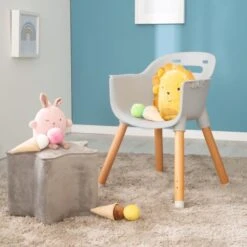 ROBA Chaise Haute Évolutive 2 En 1 Style Up Wood - Réglable - Siège Rembourré - Pieds En Bois Massif + Plateau Repas - Gris -Magasin De Produits Pour Bébés roba chaise haute evolutive 2 en 1 style up wood a3e6
