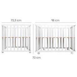 ROBA Parc Bébé 100x75 Cm + Tour De Parc "Sternenzauber" Imprimé Étoiles + 4 Roues - Bois Blanc -Magasin De Produits Pour Bébés roba parc bebe 100x75 cm tour de parc sternenza a1d0