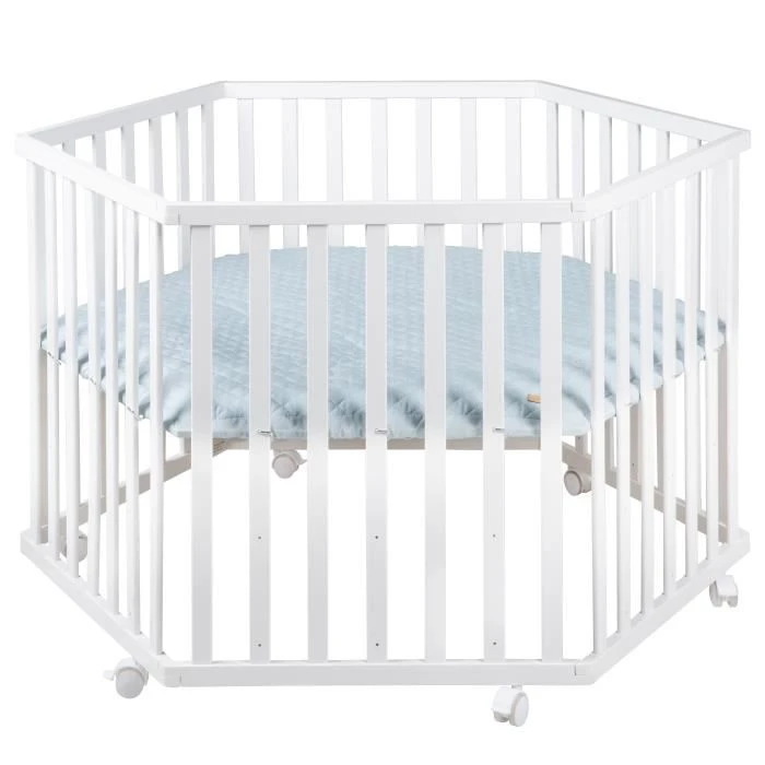 ROBA Parc Bébé Hexagonal "roba Style" Laqué Blanc + Tapis De Parc Bleu Clair + Matelas Blanc 4 ROBA Parc Bébé Hexagonal "roba Style" Laqué Blanc + Tapis De Parc Bleu Clair + Matelas Blanc – Image 2