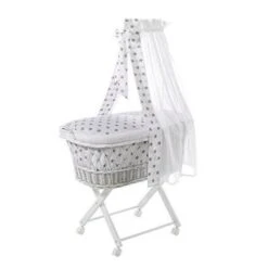Schardt Berceau Bébé Babsi Blanc Avec Textiles Big Stars Grey