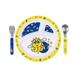 Set Assiètte Couverts Soleil/Lune Enfant VR46 Officiel MotoGP Valentino Rossi