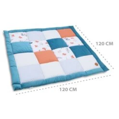 Tapis Parc Bebe Patchwork 120x120 Cm - Tapis Couverture Bébé Naissance Parc Coton Avec Velours Et Piqué Gaufré Bleu Avec Des Renards -Magasin De Produits Pour Bébés tapis parc bebe patchwork 120x120 cm tapis couve 5416