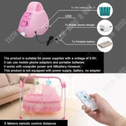 TD® Bébé électrique Berceau Lit Bébé Portable Pliable En Métal Balançoire Chaise Berçante Panier De Couchage Avec Moustiquaire -Magasin De Produits Pour Bébés td r bebe electrique berceau lit bebe portable pl 2e17