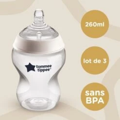 Tommee Tippee - Biberons Closer To Nature - Tétine Imitant Le Sein Maternel, 260 Ml , Lot De 3 -Magasin De Produits Pour Bébés tommee tippee biberons closer to nature tetine ea0b