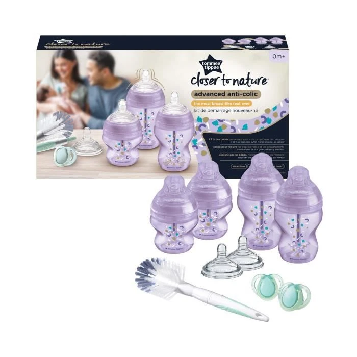 Tommee Tippee Kit Naissance Biberons Anti-Colique Avancé - Tétine Valve Anti-Colique Débit Lent - 150 Et 260 Ml - Violet 4 Tommee Tippee Kit Naissance Biberons Anti-Colique Avancé - Tétine Valve Anti-Colique Débit Lent - 150 Et 260 Ml - Violet – Image 2