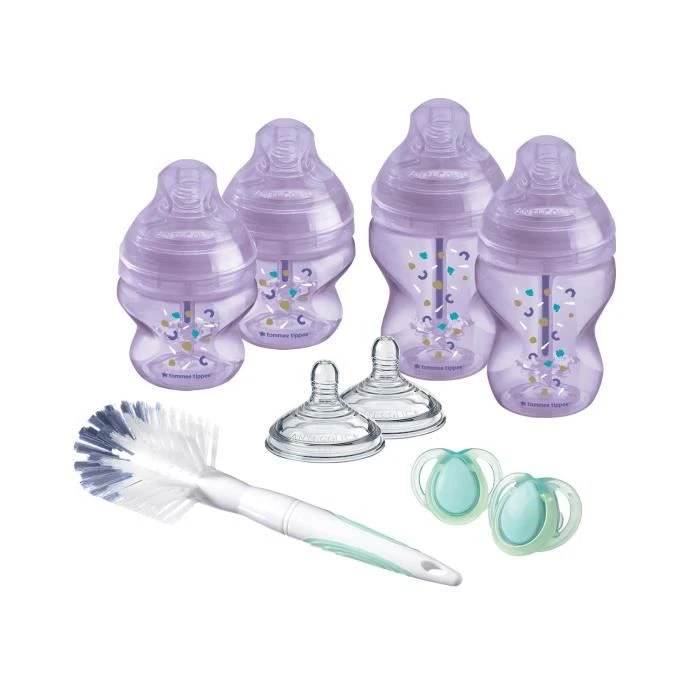 Tommee Tippee Kit Naissance Biberons Anti-Colique Avancé - Tétine Valve Anti-Colique Débit Lent - 150 Et 260 Ml - Violet 3 Tommee Tippee Kit Naissance Biberons Anti-Colique Avancé - Tétine Valve Anti-Colique Débit Lent - 150 Et 260 Ml - Violet