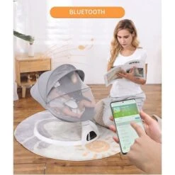 Transat Bébé Électrique Avec 5 Amplitudes De Vibrations, Balancelle De 0-6 Mois Avec Minuterie, Télécommande, Musique -Magasin De Produits Pour Bébés transat bebe electrique avec 5 amplitudes de vibra dedb