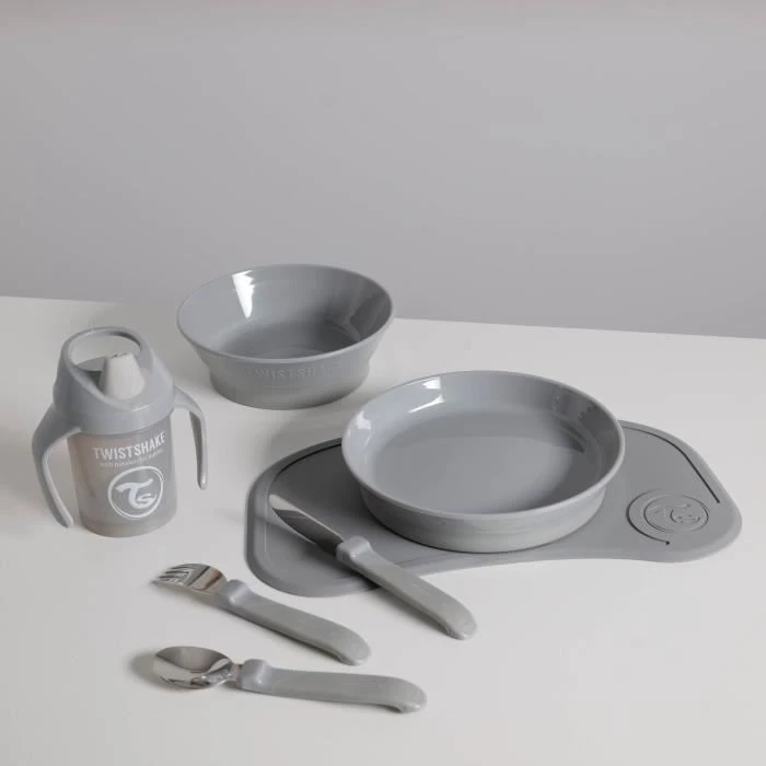 Twistshake Lot De Vaisselle - Bébé - 4 Pcs-1 Set De Table - 1 Assiette - 1 Bol - 3 Couverts En Acier Inoxydable - 1 Gobelet-6m+-Gris 4 Twistshake Lot De Vaisselle - Bébé - 4 Pcs-1 Set De Table - 1 Assiette - 1 Bol - 3 Couverts En Acier Inoxydable - 1 Gobelet-6m+-Gris – Image 2