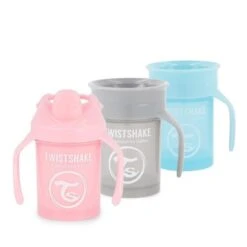 Twistshake Lot De Tasses à Bec Pour Bébé - 3 Pcs - Gobelet Entraînement - Enfants - Biberons étanches - Sans BPA - 4m+ - Rose Bleu