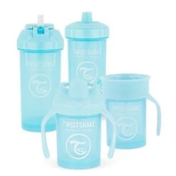 Twistshake Lot De Tasses à Bec Pour Bébé - 4 Pcs - Biberon étanche Pour Bébé - Gobelet Anti-éclaboussures Sans BPA - 4+ Mois - Bleu