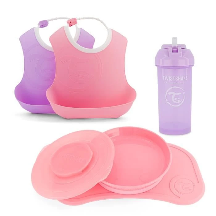 Twistshake Lot De Vaisselle - Bébé - 5 Pcs - 1x Set De Table - 1x Assiette - 2x Bavoir - 1x Gobelet -Plats De Sevrage - 6m+ - Rose 3 Twistshake Lot De Vaisselle - Bébé - 5 Pcs - 1x Set De Table - 1x Assiette - 2x Bavoir - 1x Gobelet -Plats De Sevrage - 6m+ - Rose