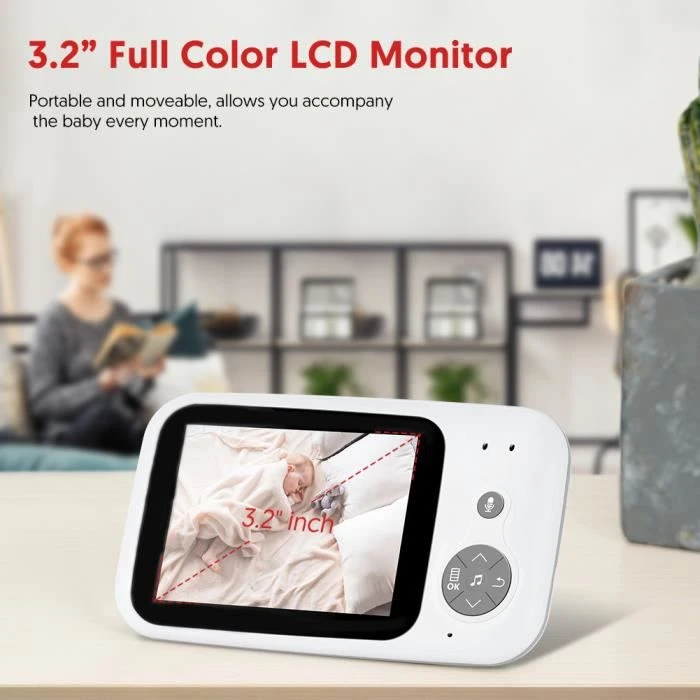 Victure Babyphone Vidéo Caméra Bébé Avec Moniteur Avec Écran 3,2 Pouces Vision Nocturne Interphone Température Ambiante Berceuses 4 Victure Babyphone Vidéo Caméra Bébé Avec Moniteur Avec Écran 3,2 Pouces Vision Nocturne Interphone Température Ambiante Berceuses – Image 2