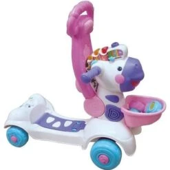 VTECH BABY - Porteur Trottinette - Mon Zèbre Rigolo 3 En 1 - Rose - Parlant Et Musical