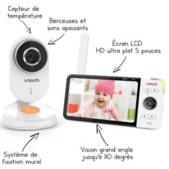 VTECH BABY VTECH - Babyphone Vidéo Wide View HD (Écran 5 Ultra Plat HD - Veilleuse) - BM818 -Magasin De Produits Pour Bébés vtech babyphone video wide view hd ecran 5 ultr 9003