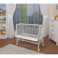 WALDIN Lit Cododo Pour Bébé/berceau - Hauteur Réglable - Bois Naturel Ou Blanc Laqué [Dots-gris, Peint En Blanc] -Magasin De Produits Pour Bébés waldin lit cododo pour bebe berceau hauteur regl ba30