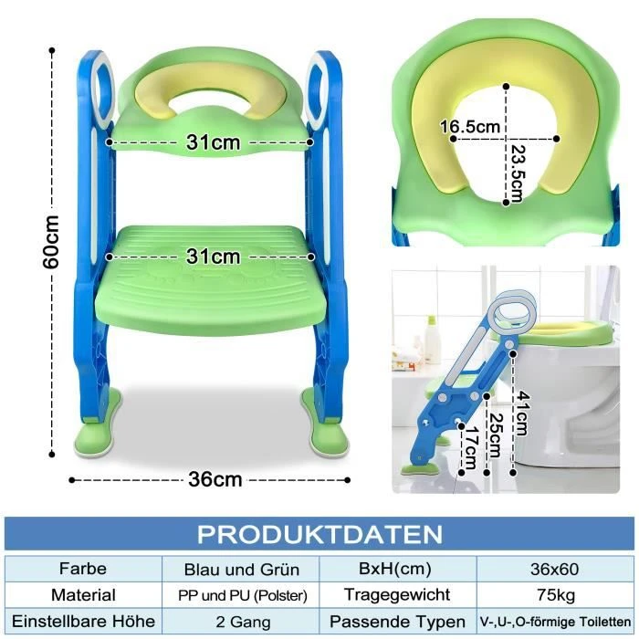 YRHOME Sièges De Toilettes Pour Enfants Avec Escaliers Hauteur De Glissement Des Toilettes Pliables Avec Tapis Pu Glissant Toilettes 4 YRHOME Sièges De Toilettes Pour Enfants Avec Escaliers Hauteur De Glissement Des Toilettes Pliables Avec Tapis Pu Glissant Toilettes – Image 2